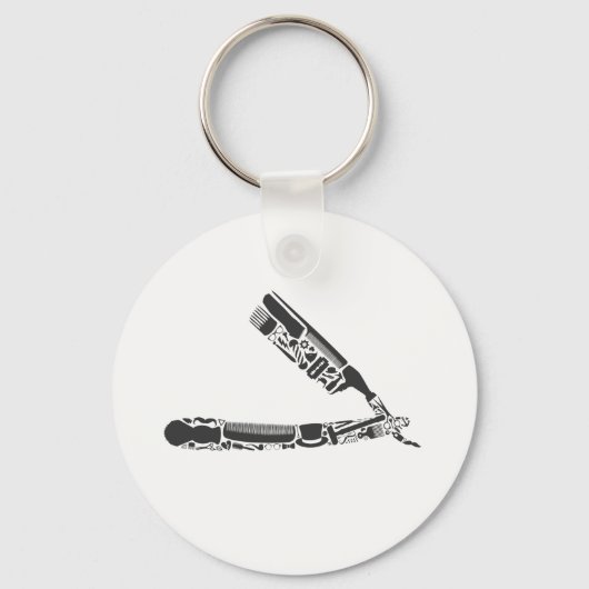 barbershop razor iconen sleutelhanger (Voorkant)