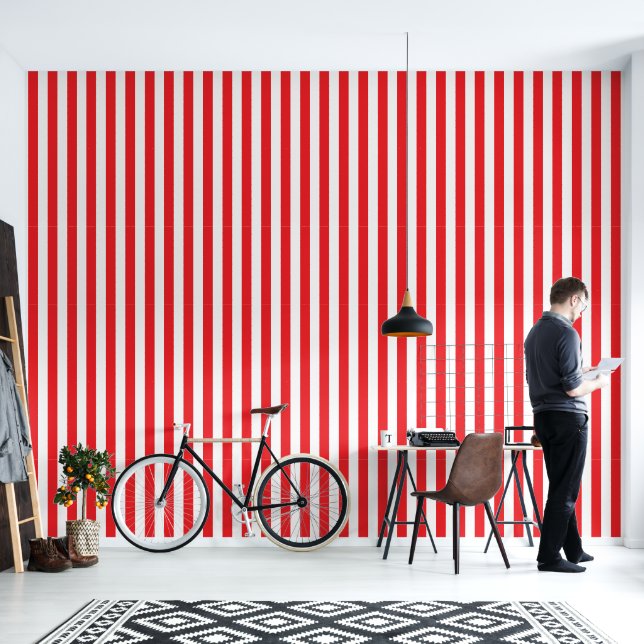 Barbershop Red and White Stripe Pole Behang (Woonkamer)