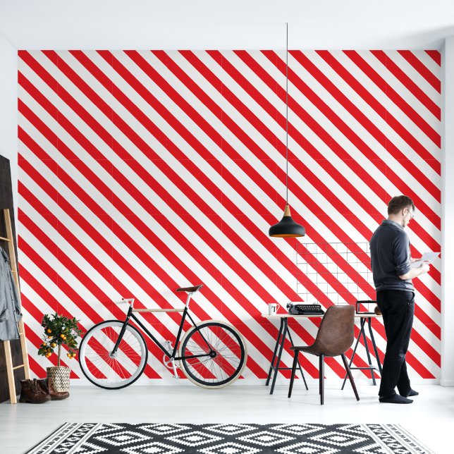 Barbershop Red and White Stripe Pole Behang (Woonkamer)