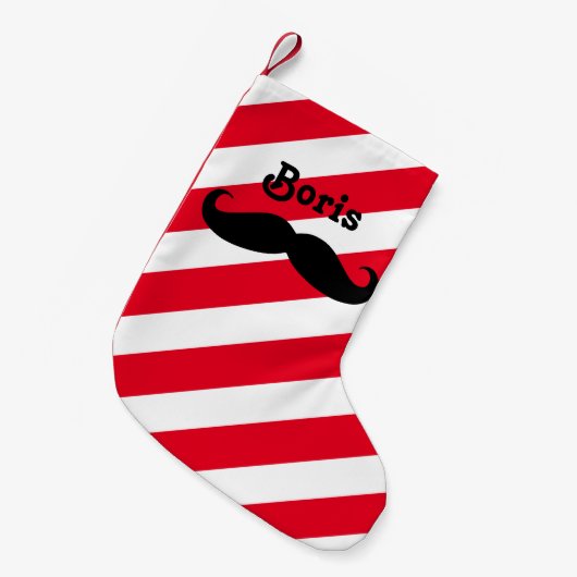 Barbershop Red White Shop Pole Mustache Barbers Kleine Kerstsok (Voorkant (Hangend))