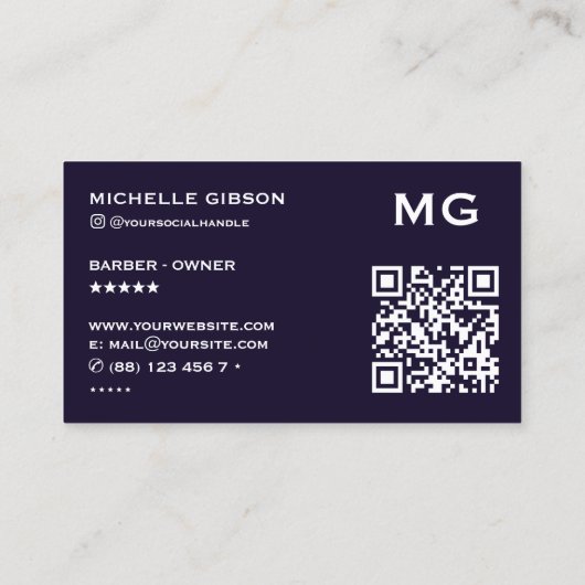 Barbershop Retro Barber Pool Rood Wit Blauw Glow Visitekaartje (Achterkant)