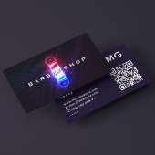 Barbershop Retro Barber Pool Rood Wit Blauw Glow Visitekaartje