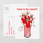 Barbershop Rood Kwartet Persoonlijke Uitnodiging (Voorkant / Achterkant)