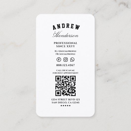 Barbershop Rood Wit Blauw Modern Barber Visitekaartje (Achterkant)