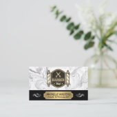 Barbershop schaar | Barber Pole | Marmer Visitekaartje (Staand voorkant)