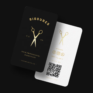 Barbershop Schaar Zwart-wit Goud Barber Visitekaartje