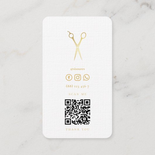 Barbershop Schaar Zwart-wit Goud Barber Visitekaartje (Achterkant)