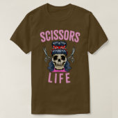 Barbershop Scissor Life Hairdresser Skull Barber T-shirt (Design voorkant)