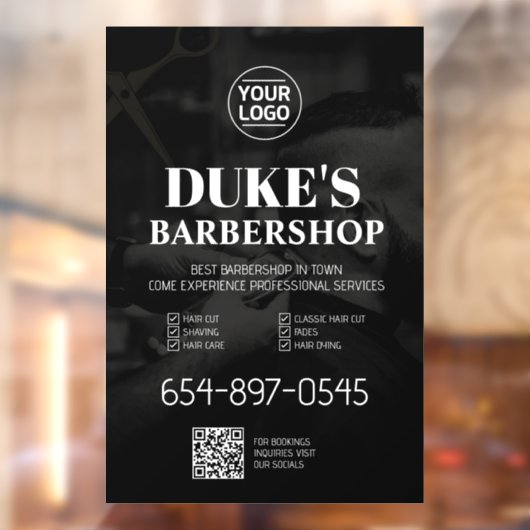 Barbershop Services Aangepaste Walk In Window Clin Raamsticker (Vel 2)