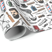 Barbershop Shave Man Haircut Barber Pole Gift Cadeaupapier (Rol Hoek)