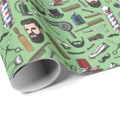 Barbershop Shave Man Haircut Barber Pole Gift Cadeaupapier (Rol Hoek)