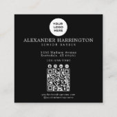 Barbershop Silver Owl Professioneel Logo Qr Code Vierkante Visitekaartje (Achterkant)