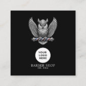 Barbershop Silver Owl Professioneel Logo Qr Code Vierkante Visitekaartje (Voorkant)