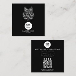 Barbershop Silver Wolf Professionele Logo Qr Code Vierkante Visitekaartje