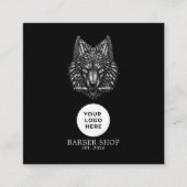 Barbershop Silver Wolf Professionele Logo Qr Code Vierkante Visitekaartje (Voorkant)