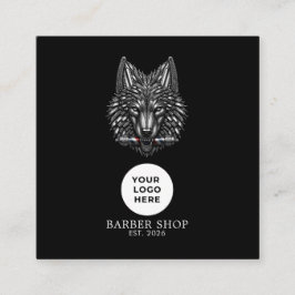 Barbershop Silver Wolf Professionele Logo Qr Code Vierkante Visitekaartje