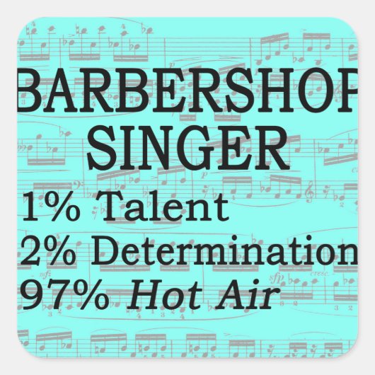 Barbershop Singer Hot Air Square Sticker (Voorkant)