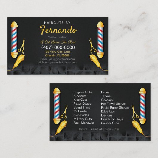 Barbershop-Sjabloon (Barberpool en clippers) Visitekaartje (Voorkant / Achterkant)