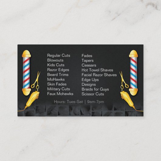 Barbershop-Sjabloon (Barberpool en clippers) Visitekaartje (Achterkant)