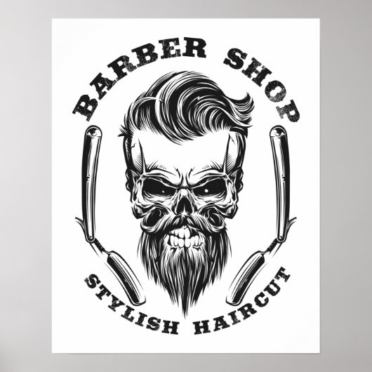 Barbershop Skull Poster (Voorkant)