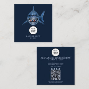 Barbershop Stalen Haai Professioneel Qr Code Vierkante Visitekaartje