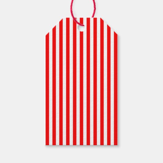 Barbershop Stijl Rood en Wit Striped Cadeaulabel (Voorkant)