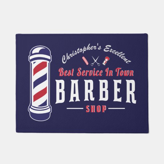 Barbershop Stylist Barber Blue Monogram door Mat (Voorkant)