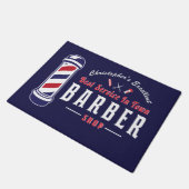 Barbershop Stylist Barber Blue Monogram door Mat (Schuin)