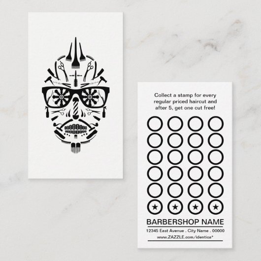 barbershop suikerschedel klantenkaartje (Voorkant / Achterkant)