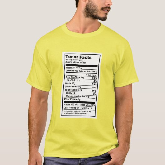 Barbershop Tenor Nutritional Label T-shirt (Voorkant)