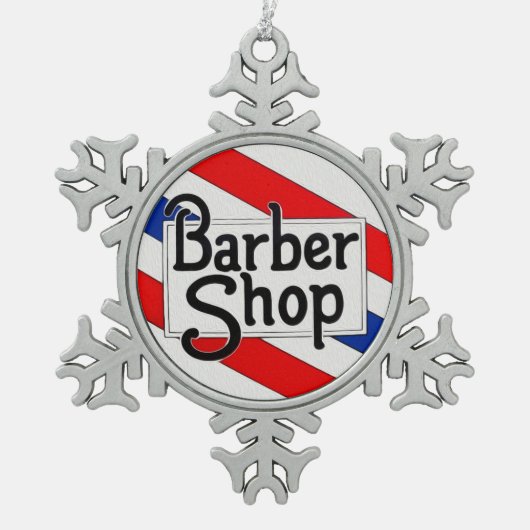 Barbershop Tin Sneeuwvlok Ornament (Voorkant)