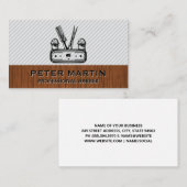Barbershop Tools Embleem | Houten Afwerking Visitekaartje (Voorkant / Achterkant)