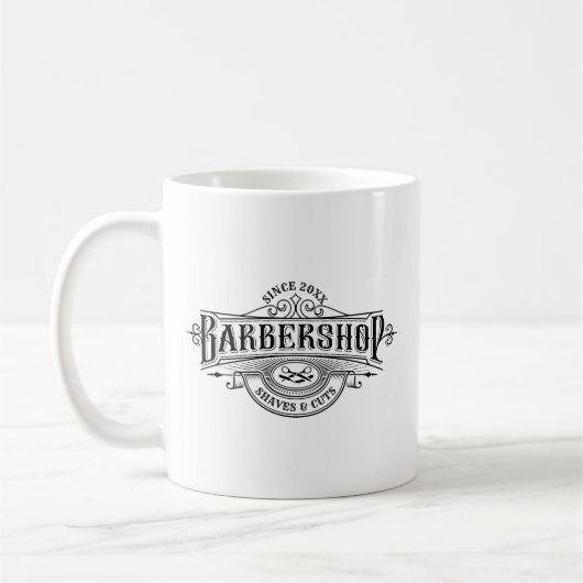 Barbershop Typografie & Lijst Aangepaste tekst Koffiemok (Links)