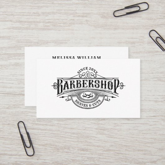  Barbershop Typografie & Lijst Aangepaste tekst Visitekaartje (Voorkant / Achterkant in situ)