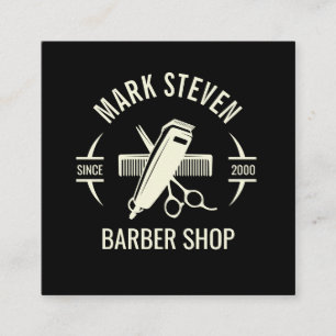 Barbershop Vintage Zwart Haar stijlvol Vierkante Visitekaartje