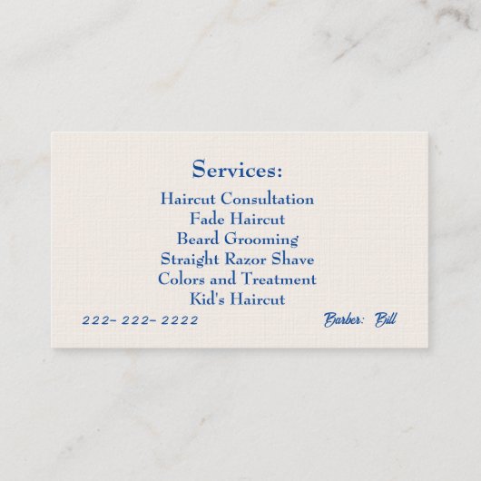 Barbershop Visitekaartje (Achterkant)