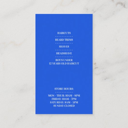 Barbershop Visitekaartje (Achterkant)