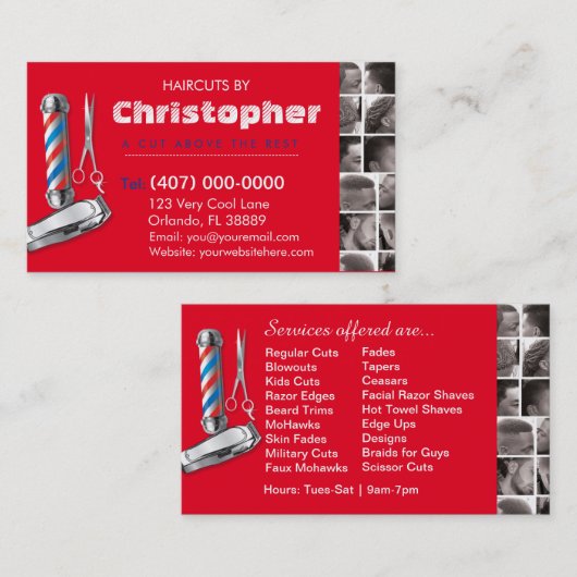 Barbershop Visitekaartje-Barberpool, clippers com Visitekaartje (Voorkant / Achterkant)