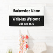 Barbershop Walk-Ins Welkome Zwarte Witte Sjabloon Spandoek (Insitu)
