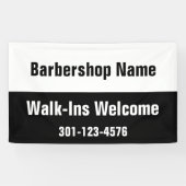 Barbershop Walk-Ins Welkome Zwarte Witte Sjabloon Spandoek (Horizontaal)