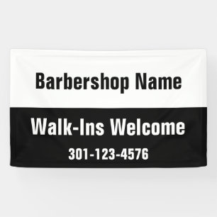 Barbershop Walk-Ins Welkome Zwarte Witte Sjabloon Spandoek