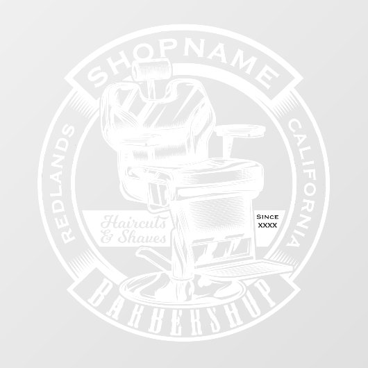 Barbershop: wit van zakelijke deur aanpassen raamsticker (Vel)