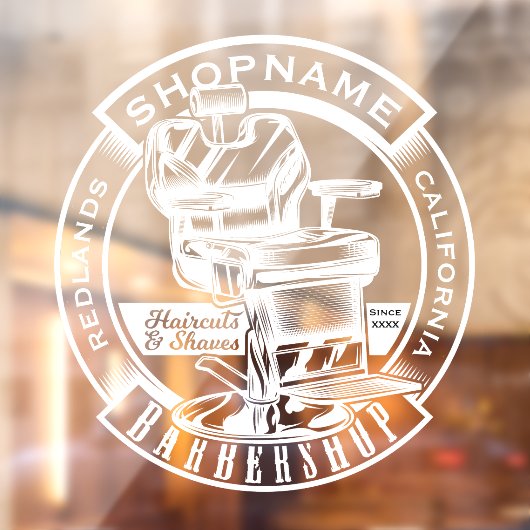 Barbershop: wit van zakelijke deur aanpassen raamsticker (Vel 2)