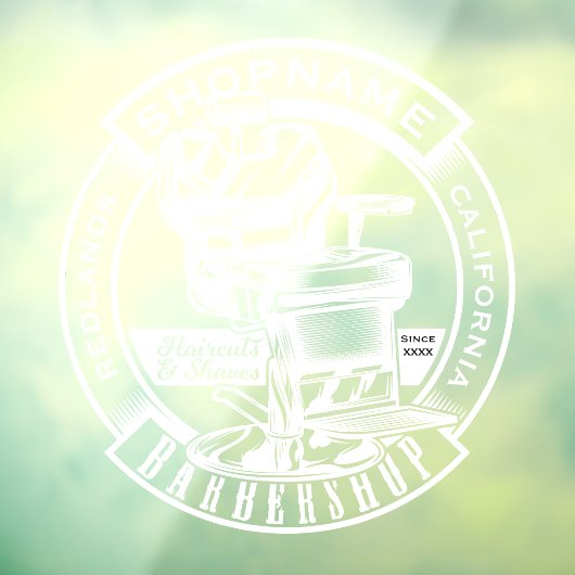 Barbershop: wit van zakelijke deur aanpassen raamsticker (Vel 3)