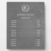 Barbershop zilvergrijze lederprijslijst fotoplaat (Voorkant)