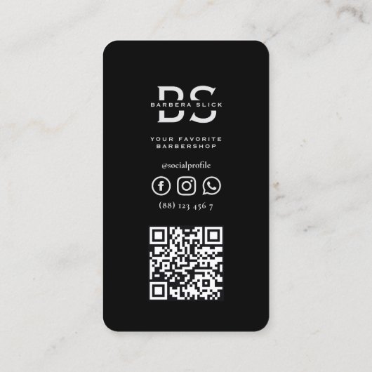 Barbershop Zwart Grijs Pool Barber  Visitekaartje (Achterkant)