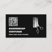 Barbershop Zwart QR Visitekaartje (Voorkant)