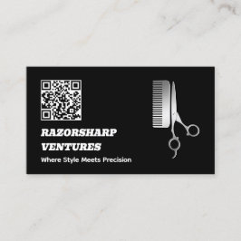 Barbershop Zwart QR Visitekaartje