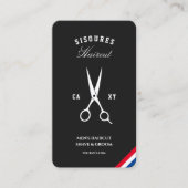 Barbershop Zwart Rood Blauw Wit Modern Barber Visitekaartje (Voorkant)