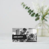 Barbershop Zwart-wit foto, Zwart Visitekaartje (Staand voorkant)
